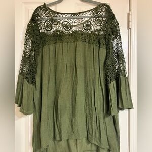 Elegant Green Crochet Women Top